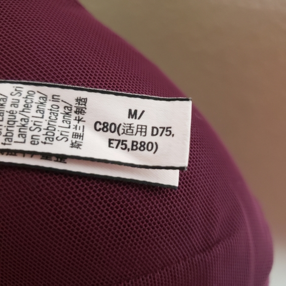 Victoria's Secret Lacy Front Close Racer back Bralette M Maroon - Picture 5 of 5